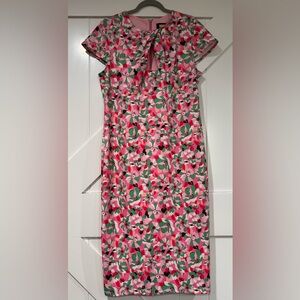 Alexia Admor Vibrant Pink and Green Floral Midi Dress